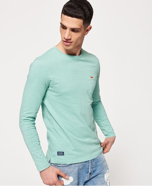 Superdry Dry Originals Hosszú Ujjú Pocket Férfi Pólók Világos Zöld | GWDNR3964